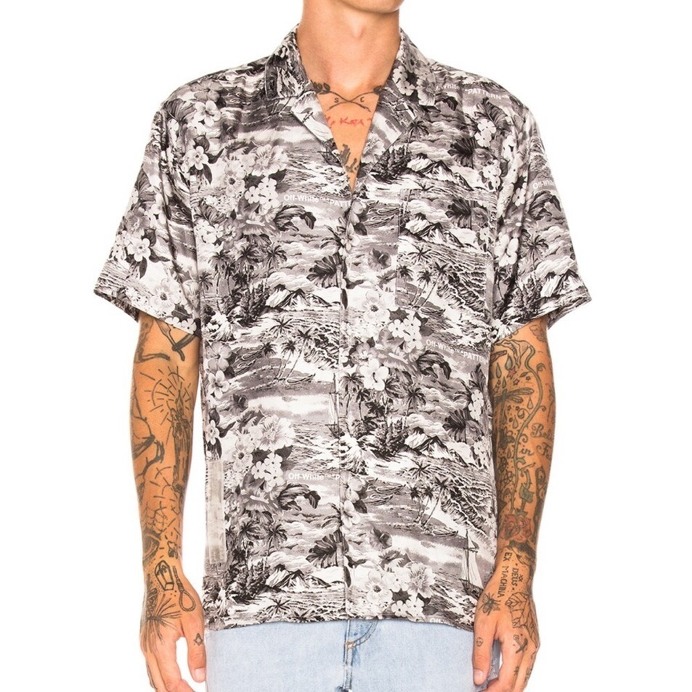 Off-White Black and Gray Patterned Shirt